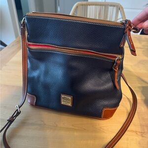 Dooney & Bourke Navy and Tan Leather Crossbody Bag